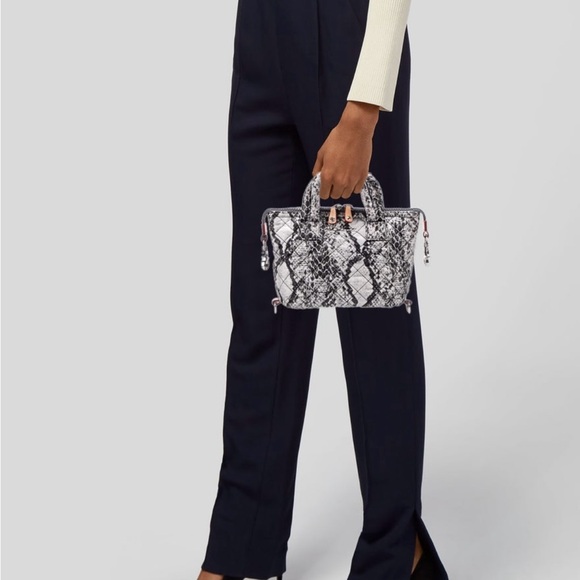 MZ Wallace Snakeskin Satchel in Black and White - Picture 2 of 8